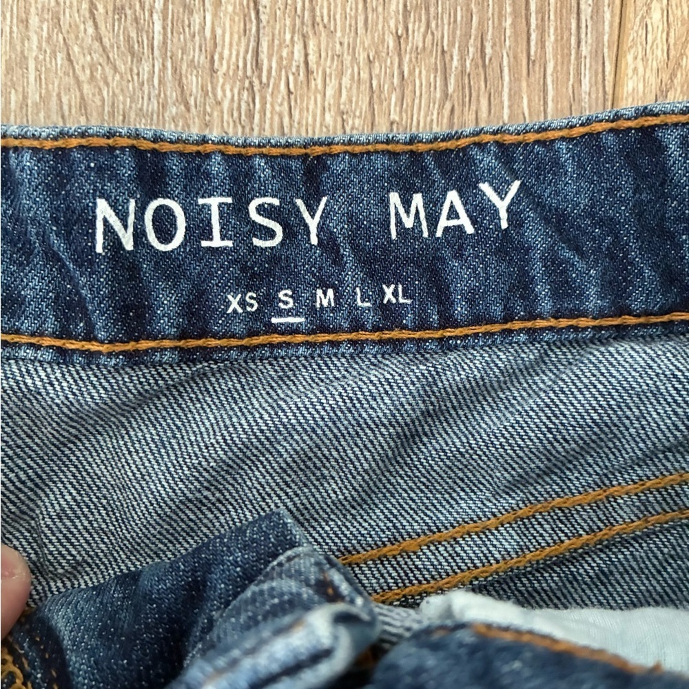 NOISY MAY Denim mini Jean skirt size small raw hem - Picture 4 of 7